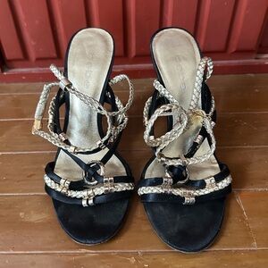 Gold and black Y2K Bebe Sandals- sold on another platform